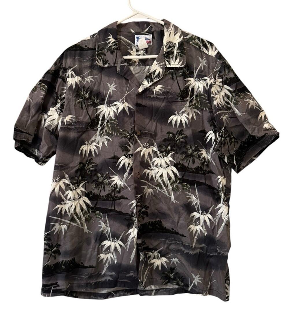 Hawaii Men Size Large Button Down Short Sleeve‎ Cotton Shirt Beach Vacation VTG